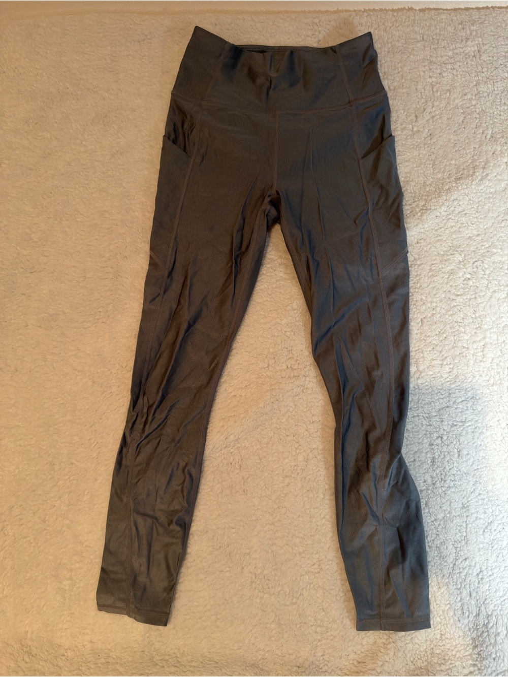 Fabletics Charcoal Gray/ Silver High-Waist Leggings with Side Pockets